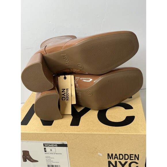 NIB Women's Madden NYC Side Zip Heeled Bootie Shoes-Caramel Size 8 #332 - Picture 8 of 12